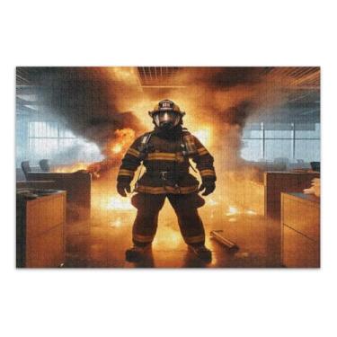 Imagem de Quebra-cabeça bombeiro 1000 peças, jogos de quebra-cabeça para adultos, jogos para adultos e família