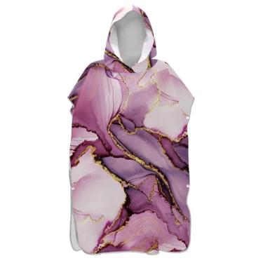 Imagem de TSENQUE Roupão de mudança de poncho de surfe para adultos toalha de natação com capuz poncho masculino vestível com capuz ouro rosa branco estética