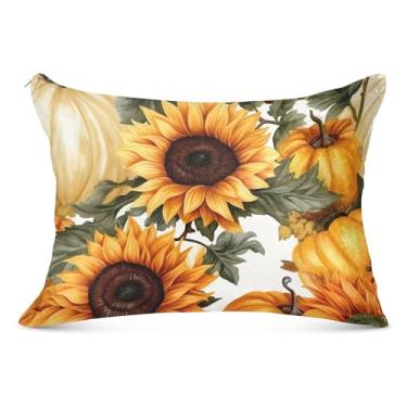 Imagem de Capa de travesseiro vintage amarelo girassol grande felpudo com zíper longo padrão Queen King Capas de travesseiro de cama macia, tamanho do corpo, 53 cm x 137 cm