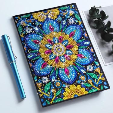 Imagem de Kits de caderno de arte de diamante para adultos, diário de pintura de diamantes A5 e suprimentos de caderno de esboços DIY, presente de arte de pedra 5D para iniciantes amantes de artesanato