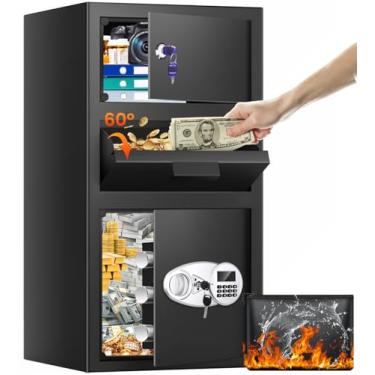 Imagem de Cofre de depósito com compartimento para queda e cofre, cofre antifurto com teclado digital, cofre de depósito resistente 5.0 Cuft com visor LED, cofres para igreja de correio comercial