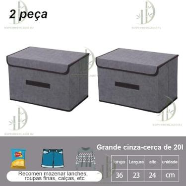 Imagem de Caixa Organizadora com Tampa para Gaveta em TNT – Organizador de Roupas Íntimas Empilhável Multiuso(2 caixa de armazenamento)