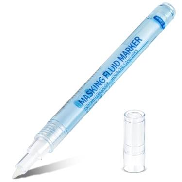 Imagem de Feifeiya 1 caneta de fluido de máscara para pintura em aquarela, capacidade com ponta aplicadora, marcador de fluido de máscara para vários projetos artísticos, tinta aquarela (0,7 mm, azul)
