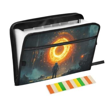 Imagem de Pastas sanfonadas Astronaut Fiery Portal para documentos, pastas expansíveis com 13 bolsos para documentos com alça organizadora de pastas de arquivos