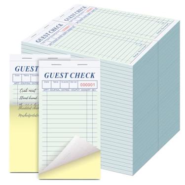 Imagem de Pacote com 60 blocos de notas de servidor a granel de verificação de convidados de duas partes para servidores, papel de pedido de servidor sem carbono, livro de recibos de comida verde de 9,5 x 16,75