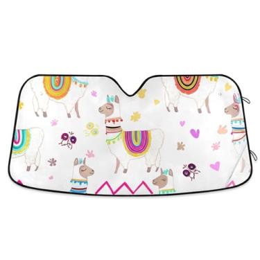 Imagem de Toldo de sol colorido adornado lúdico para para-brisa de carro engraçado dobrável para-brisa frontal floral animal retrátil S, 134,6 cm x 59,7 cm