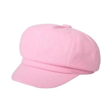 Imagem de Boina Feminina De Inverno Octogonal Cor Sólida Estilo Britânico Francê