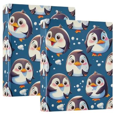 Imagem de Fichários fofos de desenho animado com olhos de pinguins de 3 cm com 3 argolas para 200 folhas, caderno, floral, redondo, fichário de escritório, 31,5 x 27 x 6 cm, 1 pacote