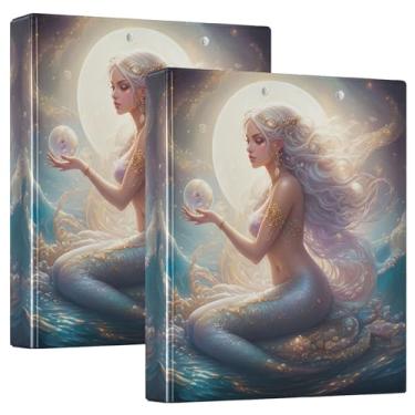 Imagem de Fichários Mystical Mermaid com 3 anéis de 3,8 cm, 200 folhas, pastas, caderno, anel redondo, 31,5 x 27 x 6 cm, 1 pacote