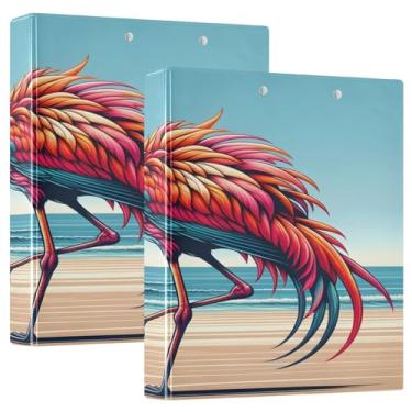 Imagem de Fichário elegante de 3 anéis vermelho flamingo, 1 pacote de suprimentos de escritório, fichário grande com 3 anéis resistente