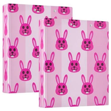 Imagem de 3 fichários de anel rosa com dentes de coelho 3,8 cm, 200 folhas, portfólio de desenho animado, anel redondo, fichário de escritório, 31,5 x 27 x 6 cm, pacote com 2