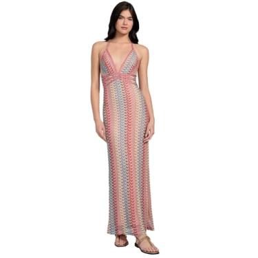 Imagem de GUESS Vestido feminino sem mangas Fearne Halter, River Gravel Multi, M