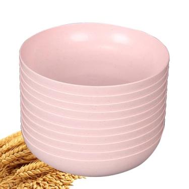 Imagem de YuanQ Pacote com 10 pratos de salada redondos profundos de 14,5 cm, pratos de cozinha reutilizáveis para lanche ou salada, lava-louças e micro-ondas, pratos de jantar leves e inquebráveis (rosa)
