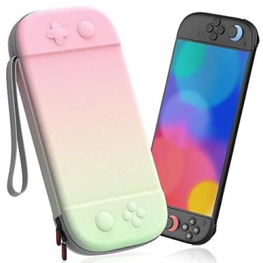 Imagem de Slim Carrying Case for Nintendo Switch 2 2025, Hard Shell Travel Case with 12 Game Card Slots, Portable Carry Bag for Switch 2 Console Pink & Green