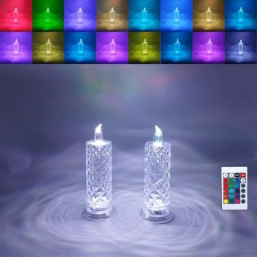 Imagem de klexcol Velas RGB recarregáveis sem chama LED Rose Shadow (D: 6,3 cm x A: 18,3 cm), modo multicolorido, para eventos festivos, decorações diárias de festa