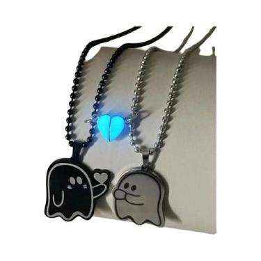 Imagem de Coração luminoso de aço inoxidável pessoa simples para enviar colar de