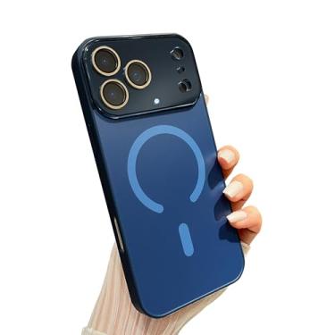 Imagem de Caseative Capa magnética de proteção de lente de câmera Crystal Color para iPhone, compatível com carregamento sem fio MagSafe (azul marinho, iPhone 16 Pro)