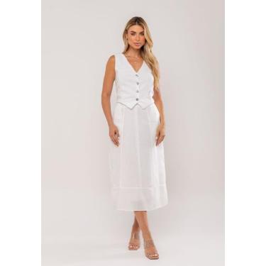 Imagem de Conjunto Com Colete e Saia Midi Branco Salvatore, M