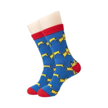 Imagem de Meias Longas Masculinas Pokémon Pikachu Eevee Gengar Desenho Animado A