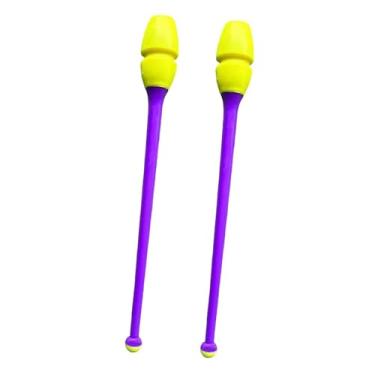Imagem de Colaxi Conjunto de 2 bastões de ginástica rítmica em borracha para treinamento de dança artística, com 35 cm de comprimento, ideais para crianças e adultos, Style I