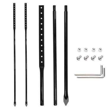 Imagem de Pacote com 2 estacas de metal resistente de 129,5 cm - Postes de aço preto grosso com ferragens, resistentes à ferrugem para placas de gramado ao ar livre