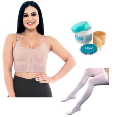 Imagem de Kit Pós Operatório Sutiã Compressivo Meia Antitrombo 3/4 Fita Cicatriz