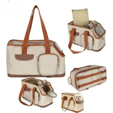 Imagem de Bolsa de Transporte Luxo para Cães e Gatos – Bolsa de Viagem e Passeio Bege para Pets até 4,5kg