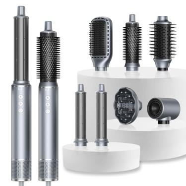 Imagem de Secador de Cabelo Profissional, Modelador de Cabelo 8 em 1 com Modelador de Cachos, Secador de Cabelo e Escova Secadora para Secar, Alisar, Dar Volume, Enrolar e Alisar os Cabelos.Cinza-220-240V)