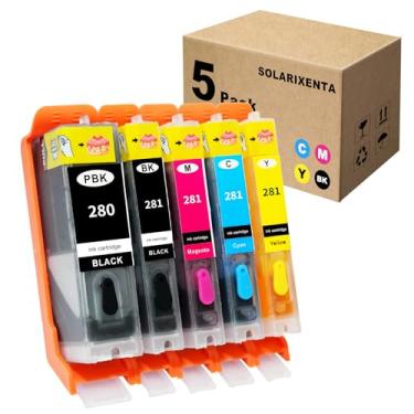 Imagem de Solarixenta Cartuchos de tinta recarregáveis 280XL 281XL para impressora PIXMA TS6120 TS6220 TS6320 TS8120 TS8220 TS8320 TR7520 TR8520 TR8620 TS9120 TS9520 TS9521C TS702