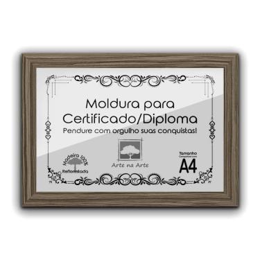 Imagem de 1 Certificado/Diploma A4 Com Tela De Acetato E Mdf Titulo Moldura Madeira