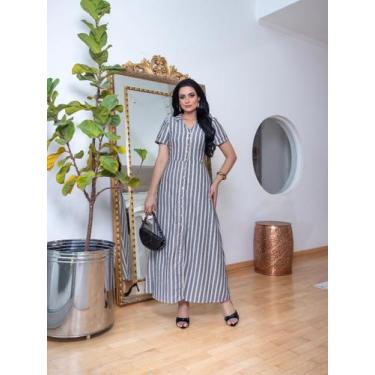 Imagem de Vestido Longo Valeria Alves Viscose Feminino Elegante Cristã, Preto, G