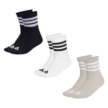 Imagem de Kit 3 Pares De Meias Adidas Cano Médio 3 Stripes Essentials Unissex