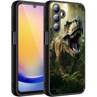 Imagem de HTTYYTRYT Capa para Galaxy S25 FE, suporte para carregamento sem fio, ultrafina, à prova de choque, antiderrapante, para Samsung Galaxy S25 FE 5G, dinossauro T-Rex in Jungle