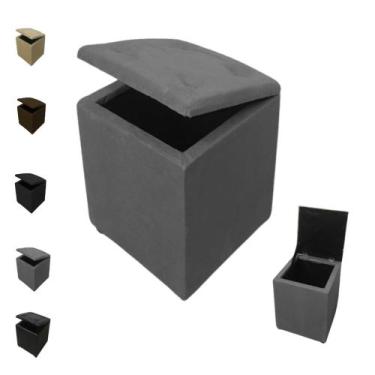 Imagem de Puff Baú Banquinho Suede Banqueta Quadrado Decorativo Organizador - Me