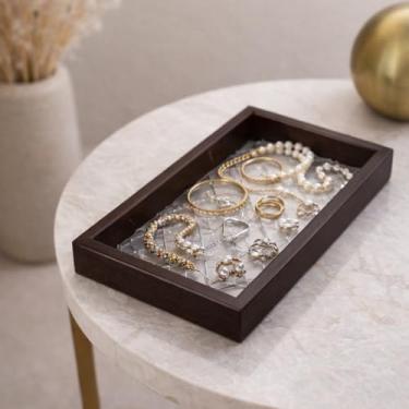 Imagem de Bandeja Decorativa Multiuso Retangular Acrílico Antiderrapante (Marrom Escuro)