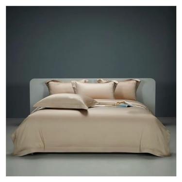 Imagem de Jogo de cama de qualidade premium, 4 peças, 1200 fios, luxuoso, macio, confortável, prata, King, branco, bordado, fronha, lençol (lençol com elástico D_Queen 4 peças)