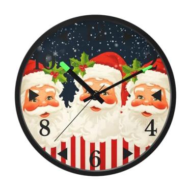 Imagem de STAYTOP Lindo relógio de parede de LED com desenho de Papai Noel para quarto com brilho noturno, relógios de parede silenciosos de 30 cm para decoração de sala de estar, controle de som, relógio de