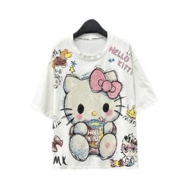 Imagem de 25 anos nova Hello Kitty Graffiti Series 3D Mesh respirável camiseta p