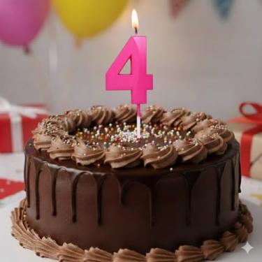 Imagem de Vela De Aniversário Design Número Com 7Cm Silver Festas Rosa (Número 4)