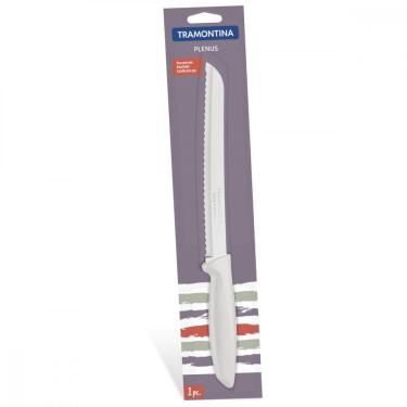 Imagem de Faca para Pão Tramontina Plenus com Lamina em Aço Inox e Cabo de Polipropileno Off White 8"