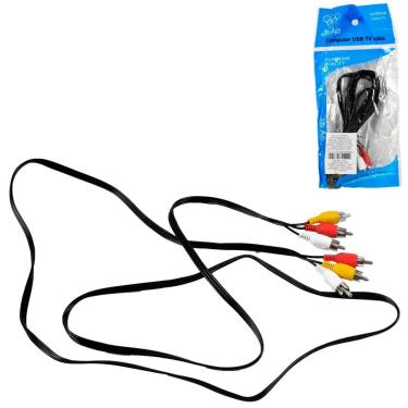 Imagem de Cabo de áudio e Vídeo 3 RCA 1,8m Pretos - Tudo em Caixa