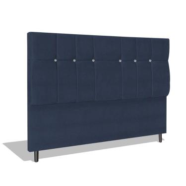 Imagem de Cabeceira Estofada Box Casal Queen Size Encosto Para Cama Audi X1 164x126 Cm Azul Marinho