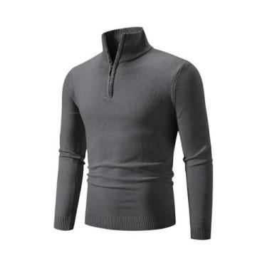 Imagem de Suéter Masculino De Inverno Quente Em Algodão Com Gola Alta E Zíper, C