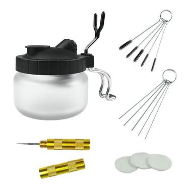 Imagem de Garrafa De Limpeza Pote Vidro Aerografo  Airbrush Tira Tinta