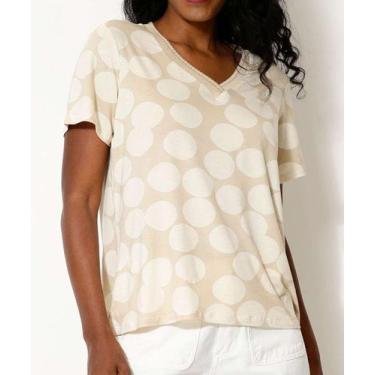 Imagem de Blusa Feminina Estampa Poá Manga Curta Marisa-42019, Bege, PP