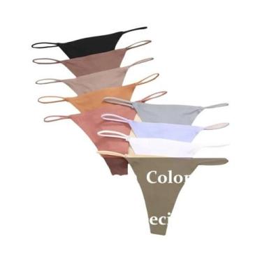 Imagem de Calcinhas G-String Femininas Sem Costura De Cintura Baixa Em Seda Gela