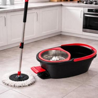 Imagem de Balde Mop Turbo 360 com Pedal Giratório  Cesto Duplo Inox 13 Litros Pr