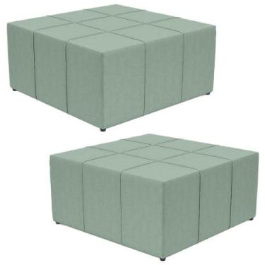 Imagem de Kit 02 Puffs Decorativos Para Sala De Estar Quadrado Milano 90x90cm W0