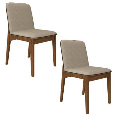 Imagem de Kit 2 Cadeiras Estofadas Windsor Freijó/suede Bege - M.a - A Móveis Ar
