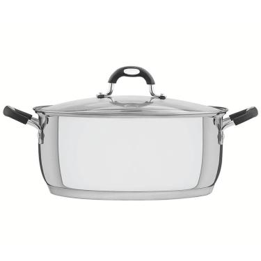 Imagem de Caçarola Rasa Tramontina Astro Silicone Aço Inox Com Fundo Triplo Tampa De Vidro 30cm 8...